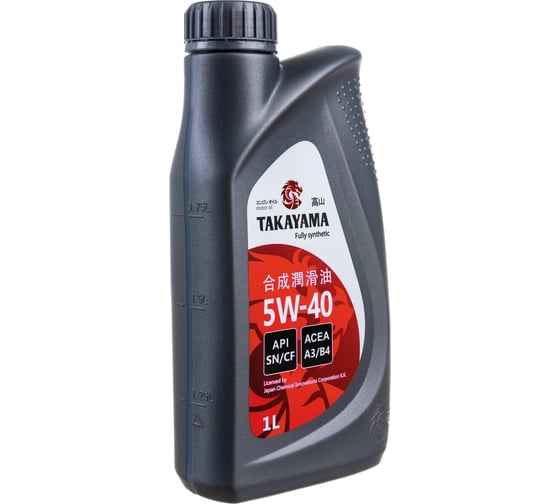 Моторное мало TAKAYAMA SAE 5W-40, API SN/CF, 1 л, пластик 605528