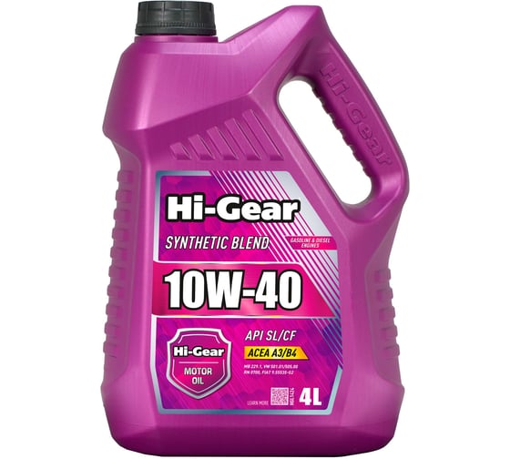 Масло моторное Hi-Gear 10W-40 SL/CF, A3/B4, 4 л., полусинтетическое HGL1424 1