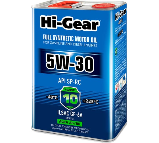 Масло моторное Hi-Gear синтетическое 5W-30 SP-RC, A5/B5, GF-6A, 4 л., HG0534 1