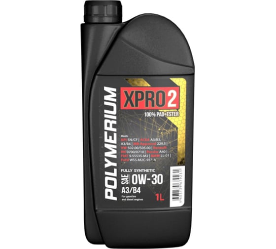Моторное масло POLYMERIUM XPRO2 0W-30, A3/B4, 1 л plmx20301