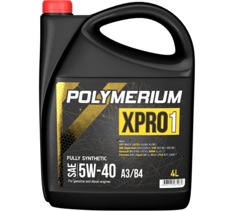 Моторное масло POLYMERIUM XPRO1 5w40, A3/B4, 4 л plmx15404