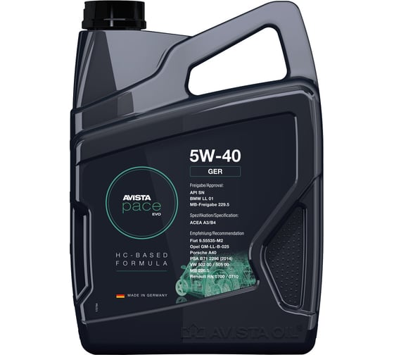 Моторное масло AVISTA PACE EVO GER SAE 5W-40 4л 173083