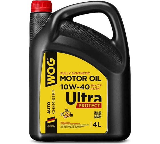 Масло моторное WOG ULTRA PROTECT SN+/CF A3/B4 10w40, 4 л WGC0243 1