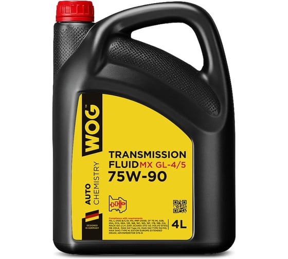 Трансмиссионное масло WOG MX GL-4/5 75w90; GL-4/GL-5/MT-1 75w90, 4 л WGC0247 1