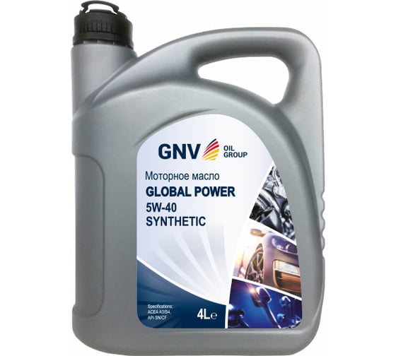Синтетическое моторное масло GNV Global Power 5W40 Synthetic A3 B4, SN CF 4 л 4602009975493 1