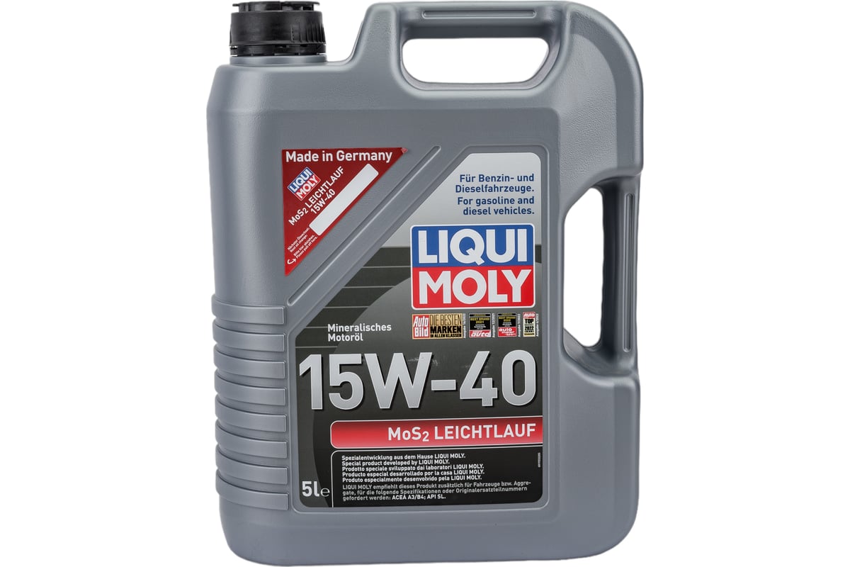 Минеральное моторное масло LIQUI MOLY MoS2 Leichtlauf 15W-40, 5л 2571 -  выгодная цена, отзывы, характеристики, фото - купить в Москве и РФ