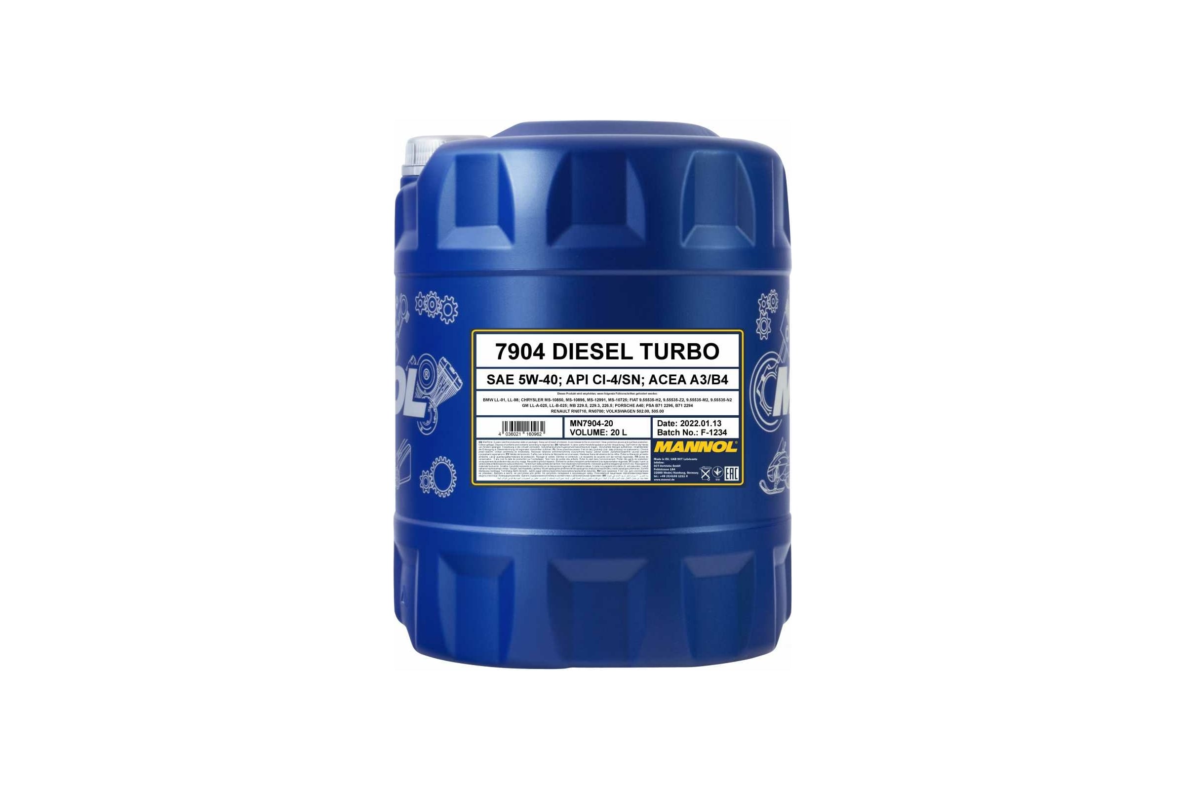 СинтетическоемоторноемаслоMANNOLDIESELTURBO5W-4020л1052