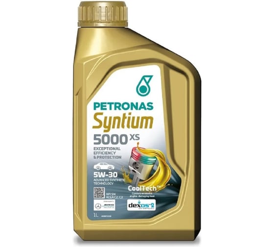 Масло моторное Petronas SYNTIUM 5000 XS, синтетическое, 5W-30, 1 л, API SN, ACEA C2/C3, GM Dexos 70956E18EU 1
