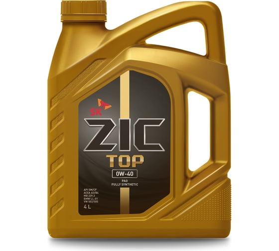 Моторное масло ZIC TOP 0W-40 синтетическое, 4 л 162611