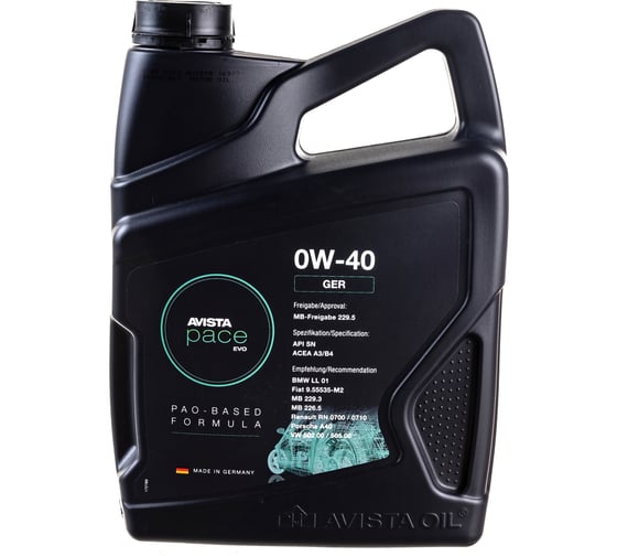 Моторное масло AVISTA PACE EVO GER SAE 0W-40, 4л 169091 1