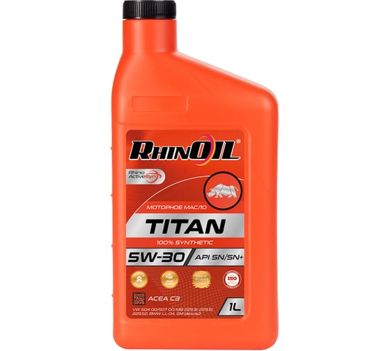 Масло моторное синтетическое RhinOil RHINOIL TITAN SAE 5w-30 API SN/SN+, ACEA C3 1л 4631152355913