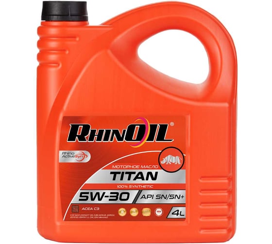 Масло моторное синтетическое RhinOil RHINOIL TITAN SAE 5w-30 API SN/SN+, ACEA C3 4л 4607182662130