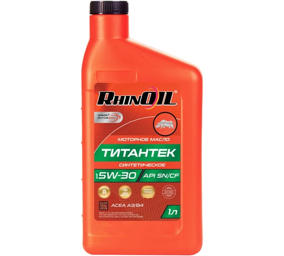 масло моторное синтетическое RhinOil RHINOIL TITAN SAE 5w-30 API SN/CF, ACEA A3/B4 1л 4631152350079