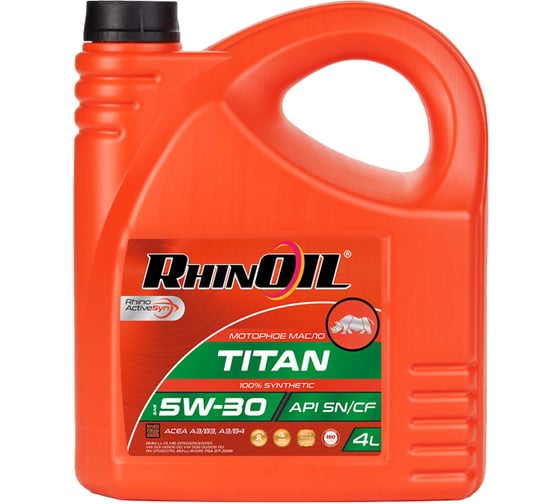 масло моторное синтетическое RhinOil RHINOIL SAE 5w-30 API SN/CF, ACEA A3/B4 4л 4607182662116