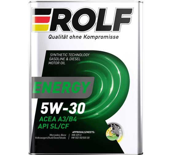 Масло Rolf Energy 5W-30 A3/B4 SL/CF 4л (металл) 102097