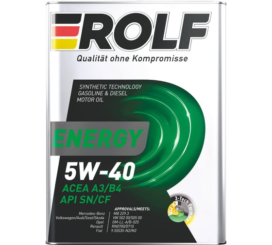 Масло Rolf Energy 5W-40 A3/B4 SN/CF 4л (металл) 101978