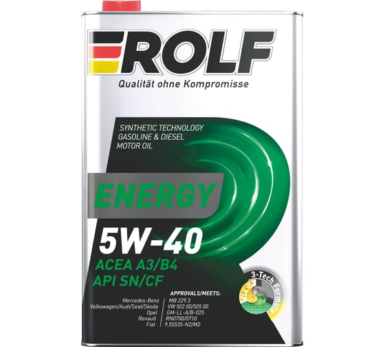 Масло Rolf Energy 5W-40 A3/B4 SN/CF 1л (металл) 101960