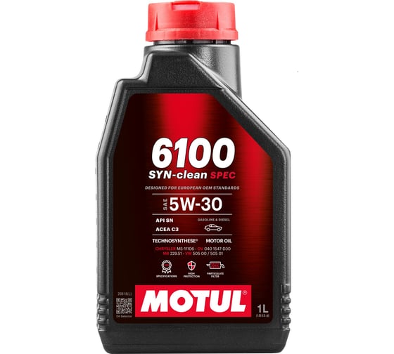 Масло моторное MOTUL 6100 SYN-CLEAN SPEC 5W30 4 л 113889