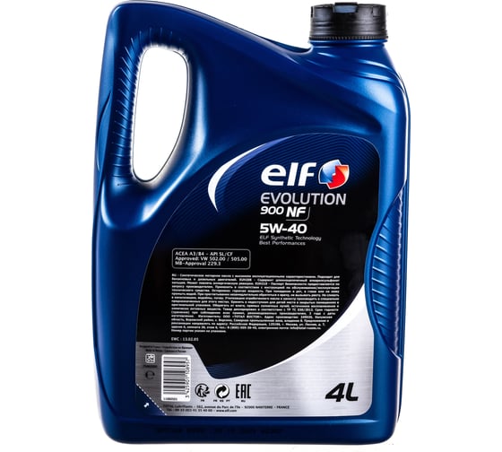 Масло для 4-х тактных двигателей ELF EVOLUTION 900 NF 5W40 4L 213909