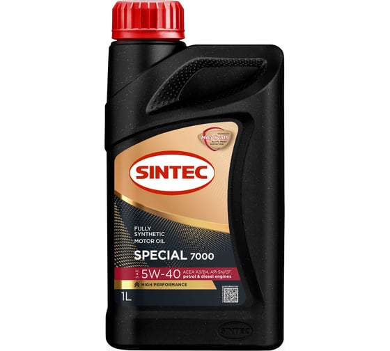 Масло моторное синтетическое Sintec Special 7000 SAE 5W-40, ACEA A3/B4, API SN/CF, 1 л 105812