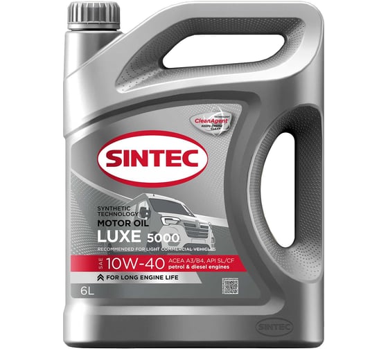 Масло моторное полусинтетическое Sintec Luxe 5000 SAE 10W-40, ACEA A3/B4, API SL/CF, 6 л, 106415