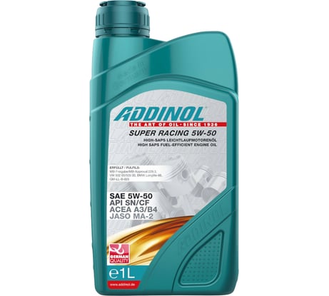 Моторное масло Addinol SUPER RACING 5W-50 синтетическое, 1л 72313607