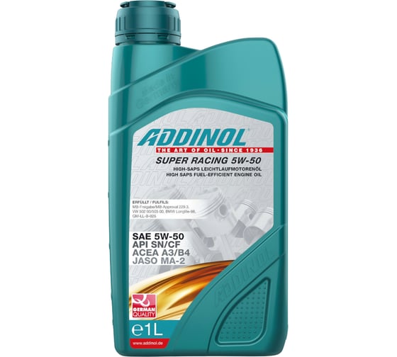 Моторное масло Addinol SUPER RACING 5W-50 синтетическое, 1л 72313607