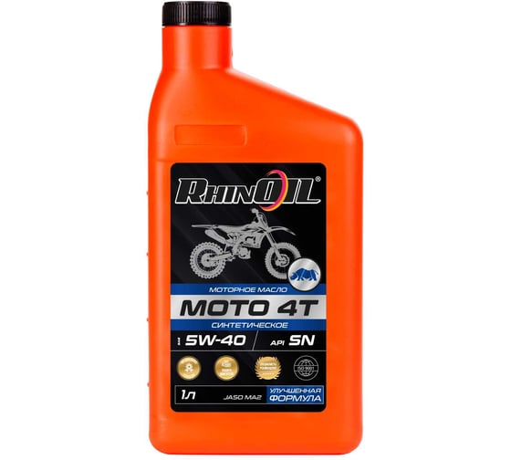 Масло моторное синтетическое RhinOIL МОТО SAE 5w-40 API SN, JASO MA2 1л 4610562414748 1