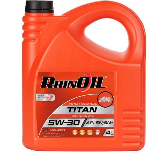 Масло моторное синтетическое RhinOIL TITAN SAE 5w-30 API SN/SN+, ACEA A5/B5 4л 4607182663182