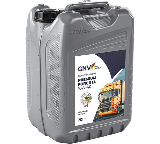 Масло моторное синтетическое GNV Premium Force LL 10W-40 для дизельных двигателей, API CI-4, ACEA E4/E7, Scania LDF-2, 20 л GPF1011454014511040020