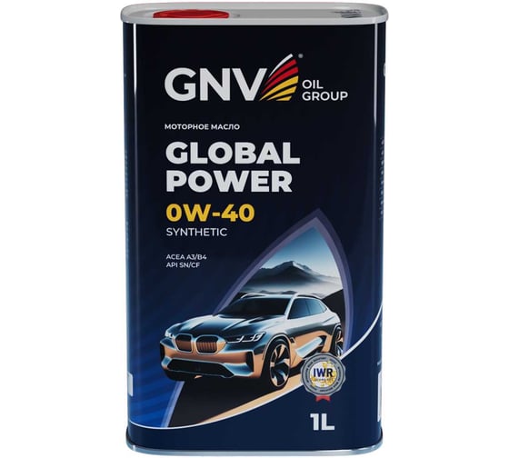 Моторное масло GNV Global Power 0W-40 Synthetic API SN/CF ACEA A3/B4, 1 л GGP1M11064010130040001