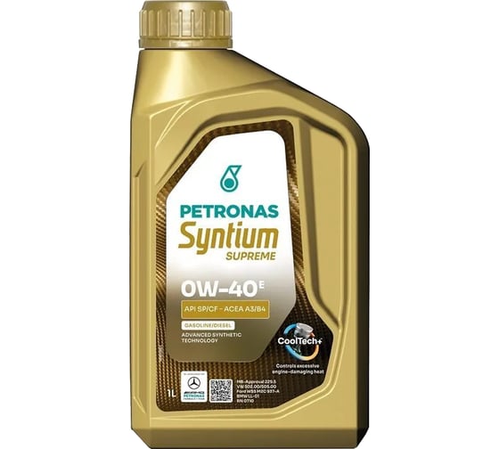 Масло моторное PETRONAS SYNTIUM SUPREME E 0W-40, синтетическое, 1 л, API SP/CF, ACEA A3/B4, VW 502.00/505.00, MB Approval 229.5, BMW LL-01 71227E18EU