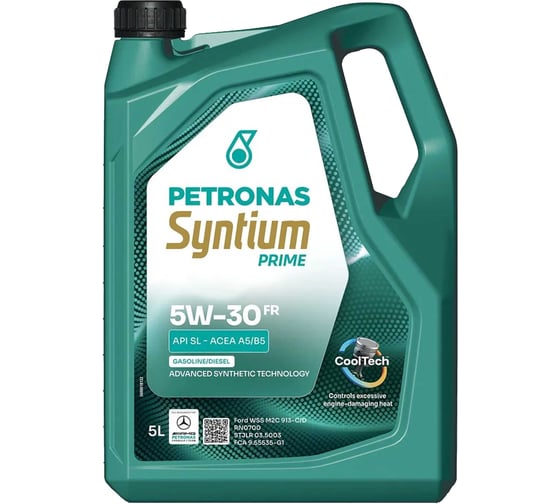 Моторное масло PETRONAS SYNTIUM PRIME FR 5W-30, синт., 5 л., API SP/CF, ACEA A5/B5, API SL, Ford WSS M2C 913-CA, RENAULT RN0700 71241M12EU