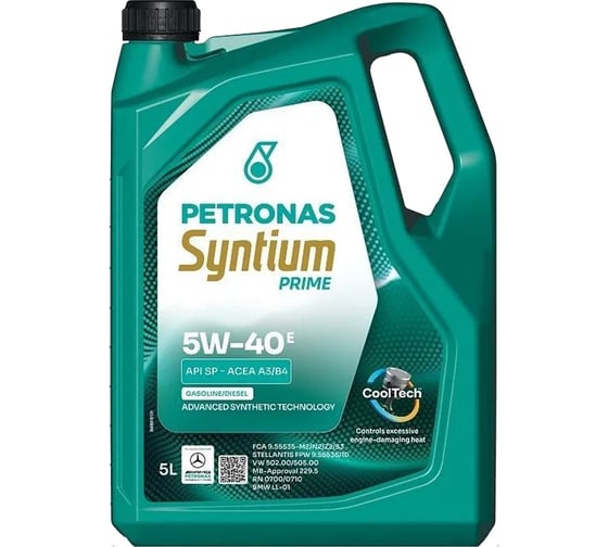 Масло моторное синтетическое Petronas SYNTIUM PRIME E SAE 5W-40, API SP, ACEA A3/B4, VW 502.00/505.00, 5 л 71243M12EU