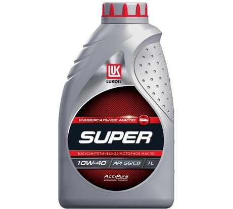 Моторное масло Лукойл СУПЕР полусинтетическое SAE 10W-40, API SG/CD, 1 л 19191