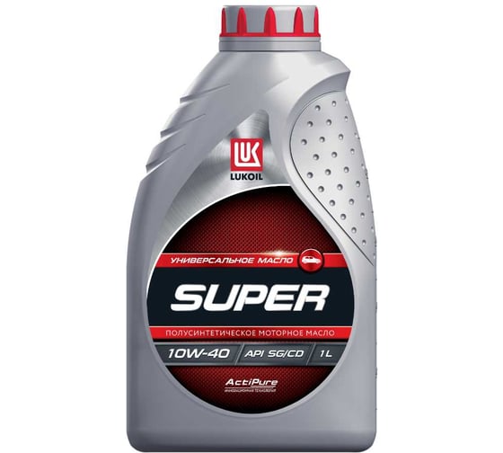 Моторное масло Лукойл СУПЕР полусинтетическое SAE 10W-40, API SG/CD, 1 л 19191