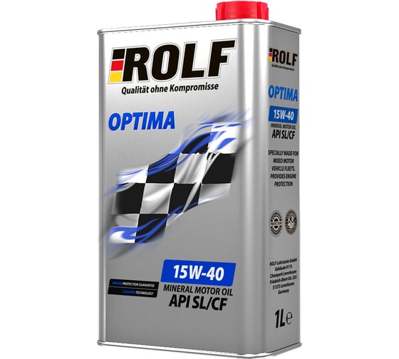 Моторное масло Rolf Optima минеральное, SAE 15w40, API SL/CF, 1 л 322236 1