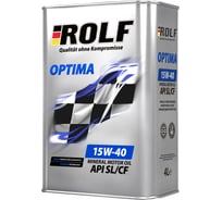 Моторное масло Rolf Optima минеральное, SAE 15w40, API SL/CF, 4 л 322237
