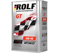 Моторное масло Rolf GT синтетическое, SAE 0W-40, API SN/CF, 4 л 322307