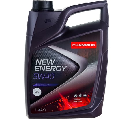 Моторное масло CHAMPION NEW ENERGY 5W40, синтетическое, SN/CF, A3/B4-12, 4 л 8211751