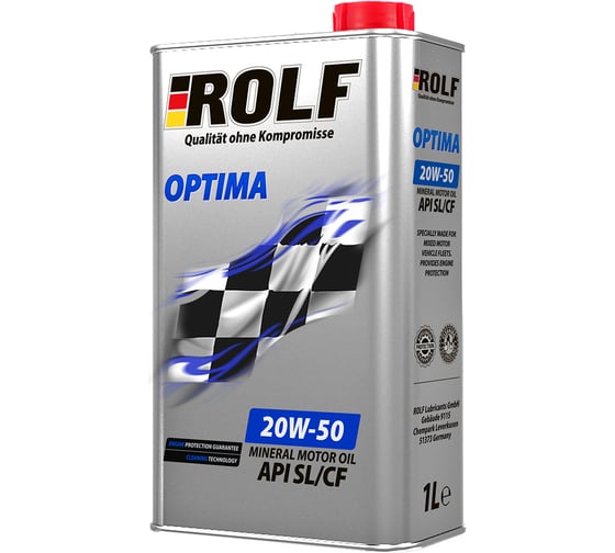 Моторное масло Rolf Optima минеральное, SAE 20w50, API SL/CF, 1 л 322246