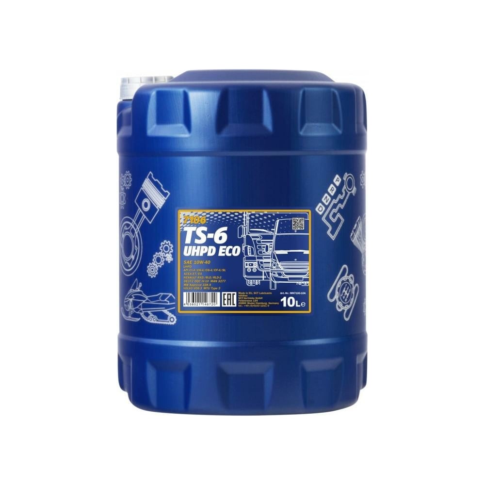 Моторное масло MANNOL TS-6 ECO UHPD синтетическое, 10W40, 10 л 1540 ...