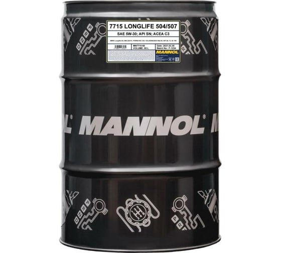 Моторное масло MANNOL LONGLIFE 504/507 синтетическое, 5W-30, 60 л 7003 1