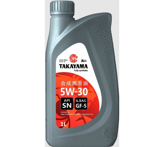 Моторное масло TAKAYAMA синтетическое, SAE 5W-30, ILSAC GF-5, API SN, 1 л, пластик 605551