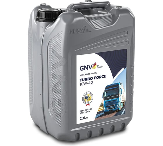Моторное масло GNV Turbo Force 10W-40 CJ-4/SN VDS-4, канистра 20 л GTF1011488014511040020