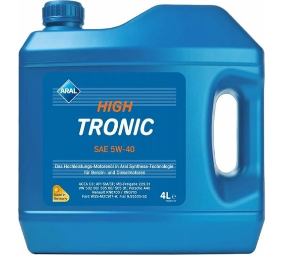 Синтетическое моторное масло Aral High Tronic 5W-40, 4л 20634