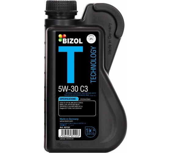 Синтетическое моторное масло Bizol Technology 5W-30, SN C3, 1 л 85120