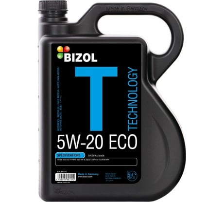 НС-синтетическое моторное масло Bizol Technology 5W-20, SN, C5, 5 л 85721