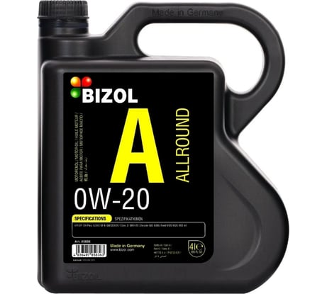 НС-синтетическое моторное масло Bizol Allround 0W-20, SP, GF-6A, 4 л 85836
