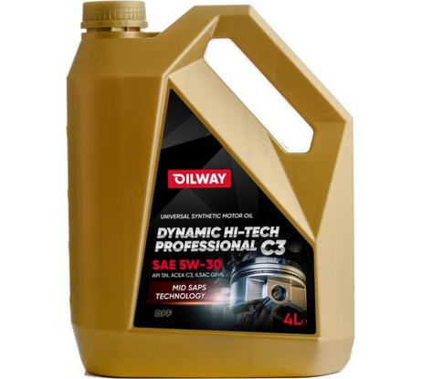 Моторное масло OILWAY Dynamic Hi-Tech C3 5w30, API SN, ACEA C3, 4 л 4640076016473